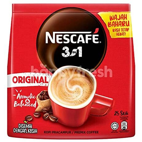 Nescafe 3 In 1 Original Coffee Bag 18G  25 Sticks(Imported),0.48 Kilograms