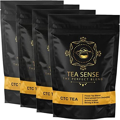 TEA SENSE Premium CTC Tea | 800g | Loose Leaf | Assam Chai with Darjeeling Whole Leaves | Rich Flavour and Strengh | 320 Cups+ | Milk Tea Powder