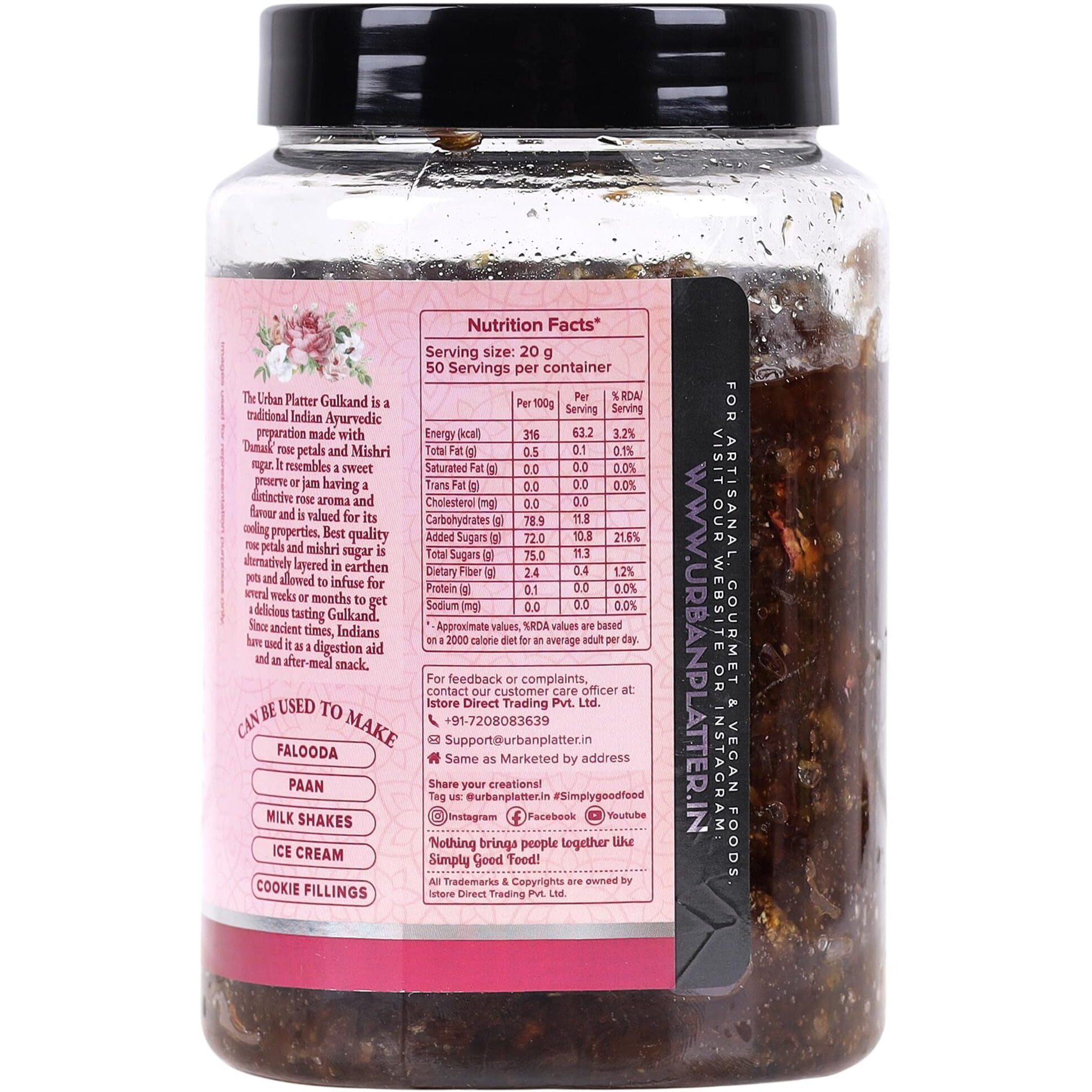 Urban Platter Natural Gulkand (Rose Petal Jam), 1Kg [100% Natural | Sun Dried | Natures Coolant | Chaitri Roses.]