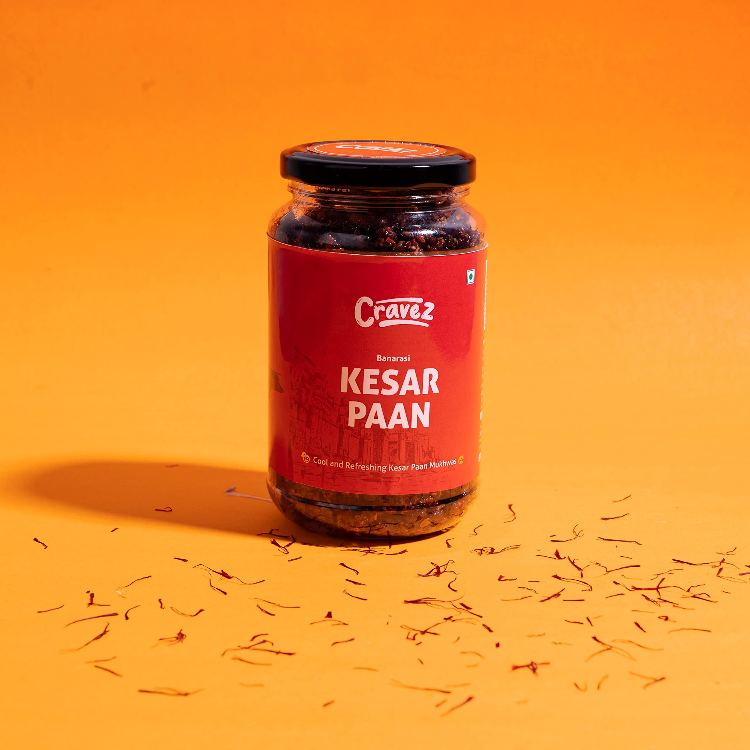 Cravez Banarsi Kesar Paan Mouth Freshner -350 GM | Refreshing & Digestive After Meal Snack Mukhvas | Hygienically Packed Mukhwaas