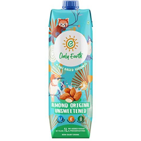 Only Earth Almond Drink | Unsweetened | Lactose-Free | Preservatives Free | Made with Natural Almond Paste | Source of Calcium | Contains Vitamin D,E,B1,B2 & B12 | Dairy Alternative | Cholesterol Free | Plant-Based Alternative | Barista Edition 1L