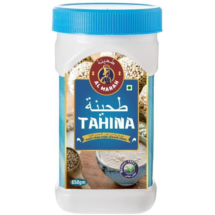 AL MARAH White Tahini/Tahina Paste, 650G (100% Hummus Ground Hulled Sesame Seed Paste Smooth & Creamy, Natural For Hummus, Middle Eastern Condiment For Salad Dressings, Baba Ghanoush & More)