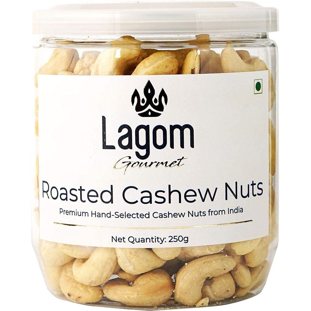 Lagom Gourmet Roasted Cashews 250G|Lightly Salted|Dry Roasted|No Oil Used|Roasted To Perfection|No Preservatives|No Artificial Flavors|Gluten Free|Vegan|Non Gmo|Nuts Dry Fruits|Salted Cashew|Kaju