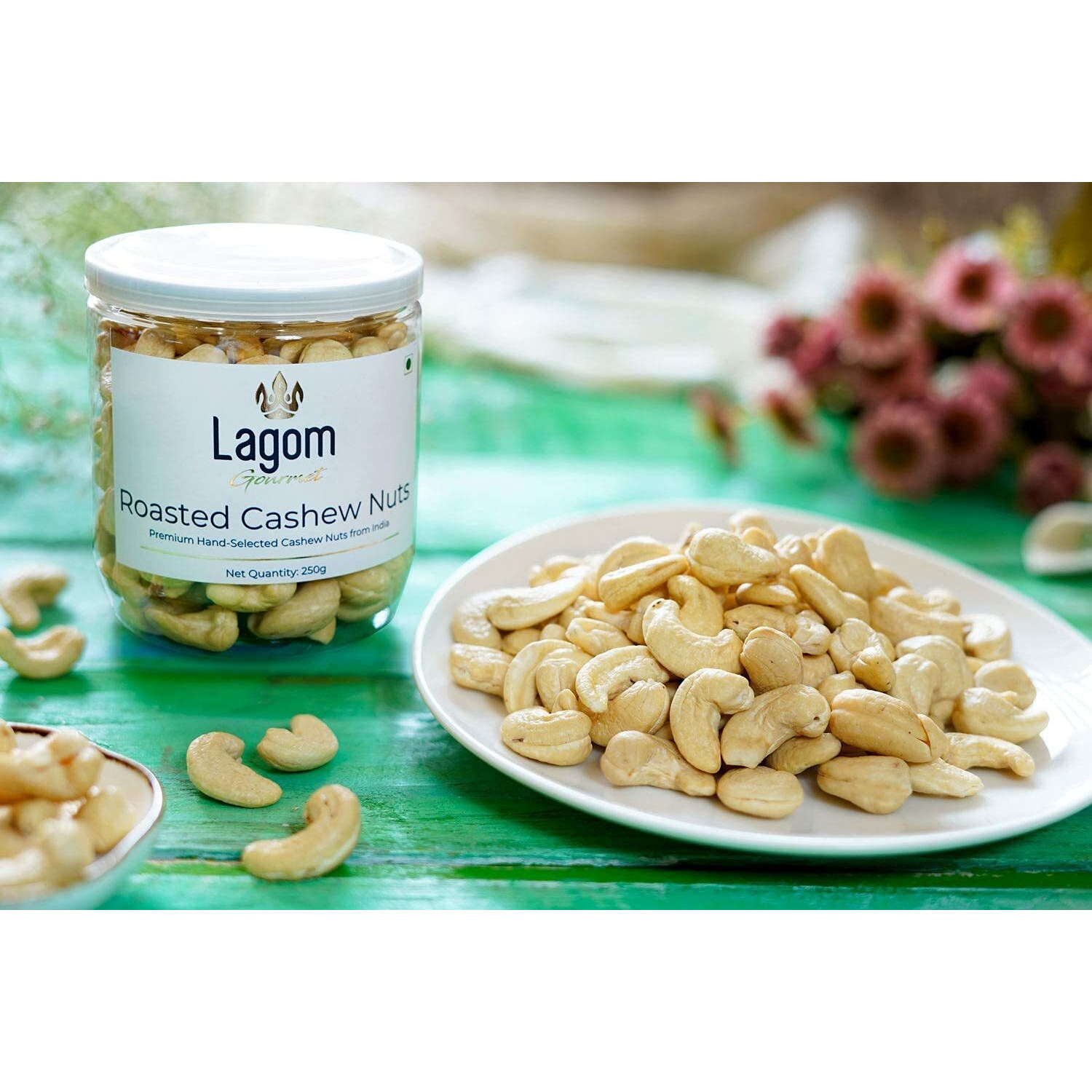 Lagom Gourmet Roasted Cashews 250G|Lightly Salted|Dry Roasted|No Oil Used|Roasted To Perfection|No Preservatives|No Artificial Flavors|Gluten Free|Vegan|Non Gmo|Nuts Dry Fruits|Salted Cashew|Kaju