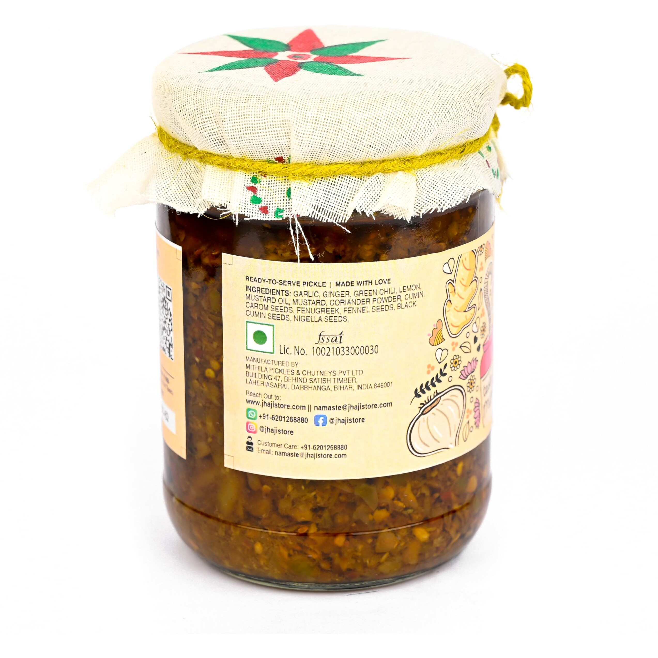 JhaJi - Taste of Mithila Garlic,Ginger,Chilli Mix Pickle|Lahsun Adrak Mirch Ka Achar|Medium Spicy,Salty,Chatpata Aftertaste|No Artificial Preservatives & Colors|Bihari-Style Homemade Pickle,250G/500G