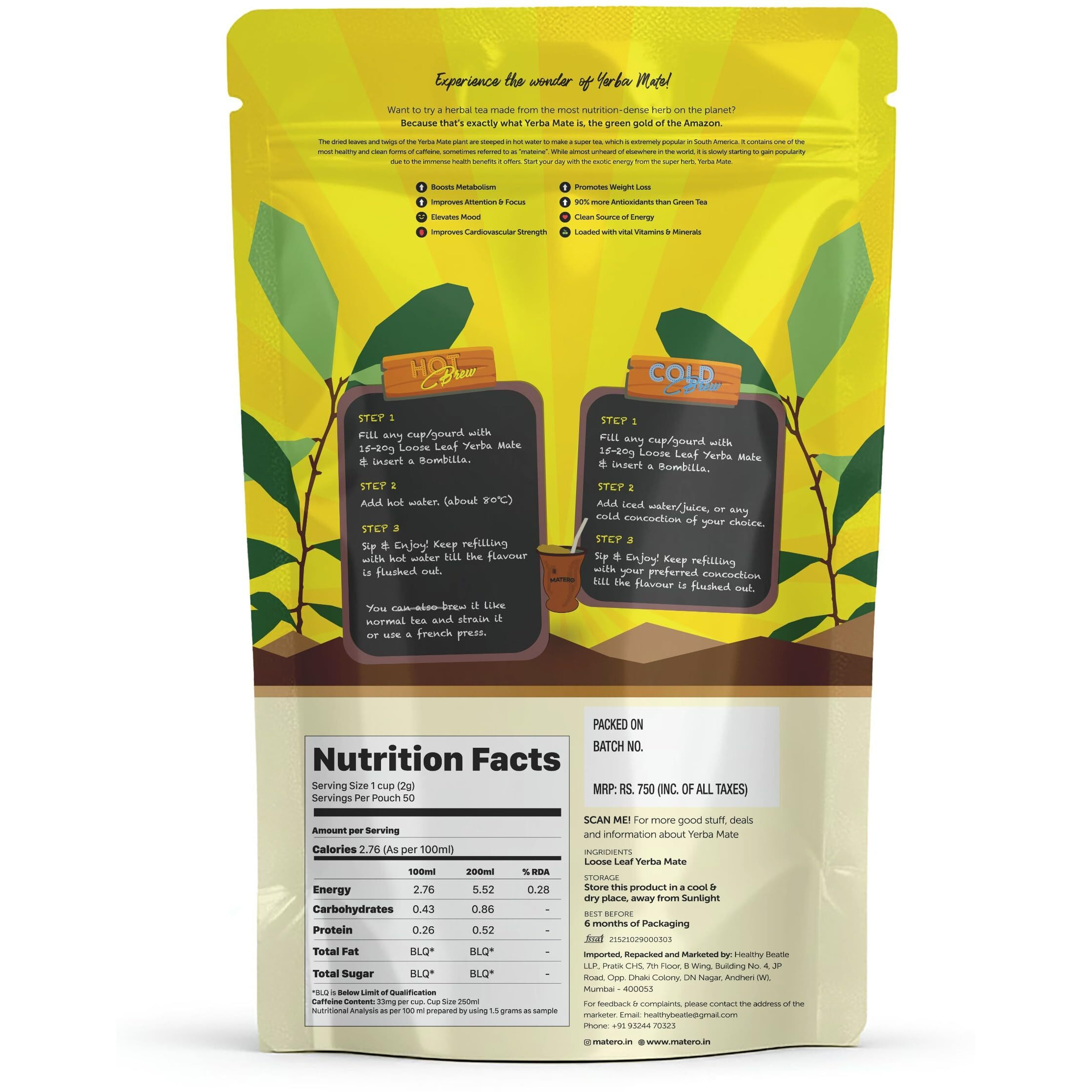Matero Yerba Mate tea Traditional Loose Leaf 100 Grams