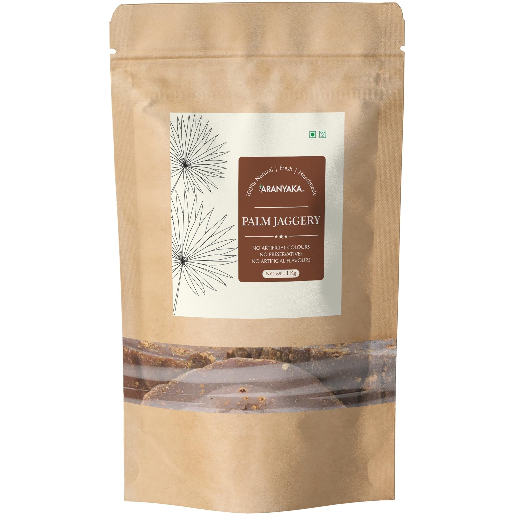 Aranyaka Pure Palmyra Palm Jaggery Blocks (Taad Ka Gud)|1000 Grams|100% Natural (No Added Sugar,No Impurities,No Added Colour,No Added Preservatives)|Karupatti|Panavellam-Palmyra Jaggery (1 Kg)