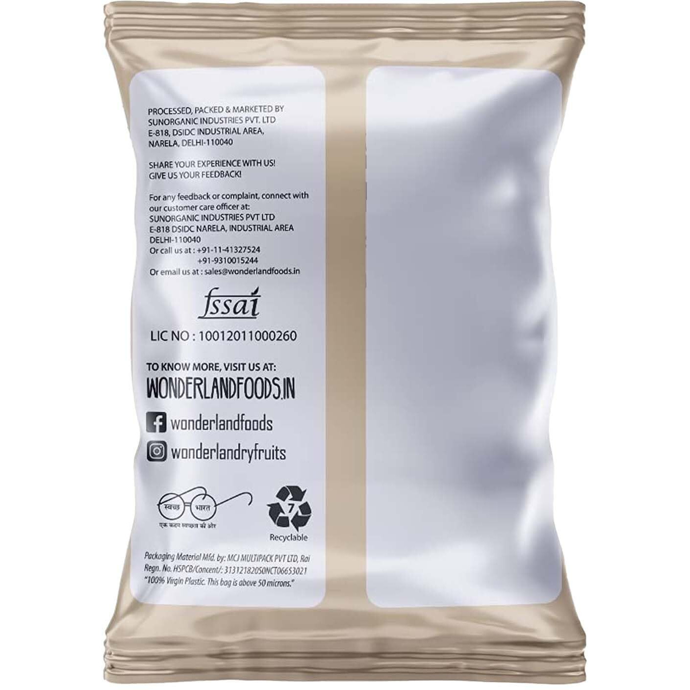 Wonderland Foods - Platinum California Almond (Badam) 250g Pouch
