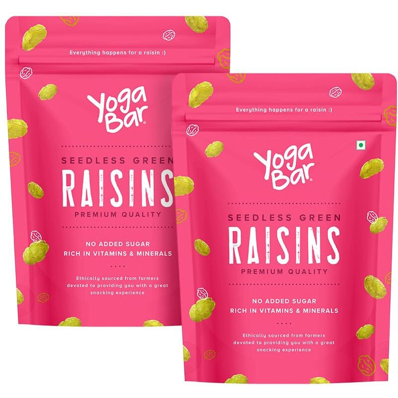 YogaBar Premium Green Raisins 1kg| Kishmish |100% Fresh Pure Seedless Kismis Raisins|Munakka Dry Fruit|Rich in Iron, Calcium, Vitamin B & Boosts Immunity |Healthy Snacks|Dry Fruit Gift Pack