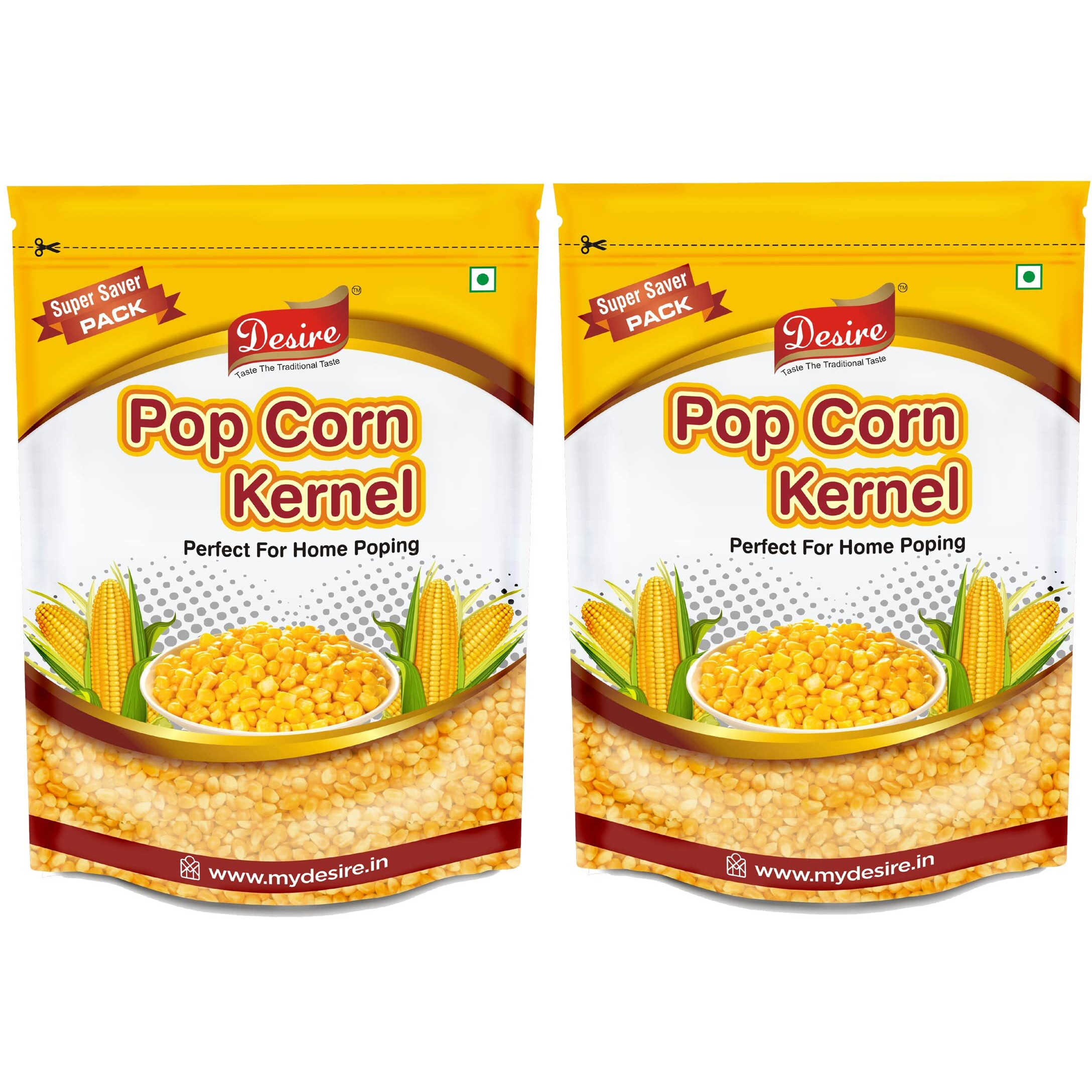 Desire Popcorn Kernel Seeds 2 Kg | Big Size Gourmet Pop Corn Kernels Imported | High Expansion, A Grade Makkai Popcorn