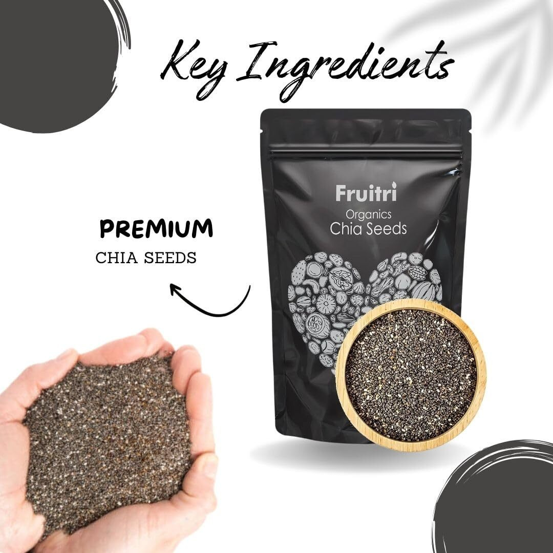 Fruitri Premium chia seeds for weight loss 1kg - Healthy Snacks, Fiber Rich Diet food chiya seed, Seeds for eating | rich in omega 3 Seeds mix|