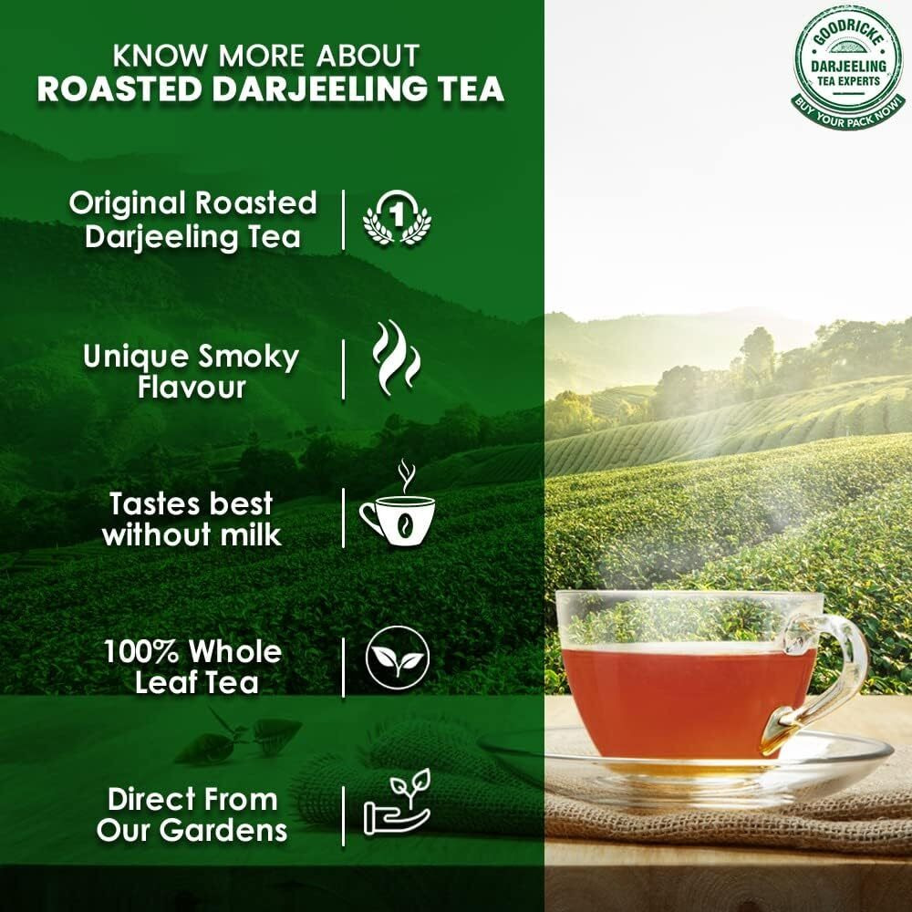 GOODRICKE Roasted Darjeeling Tea - 100 gm (Pack Of 3) | 100% Pure & Original Whole Long Leaf | Flavoury Golden Orange Pekoe | Black Tea
