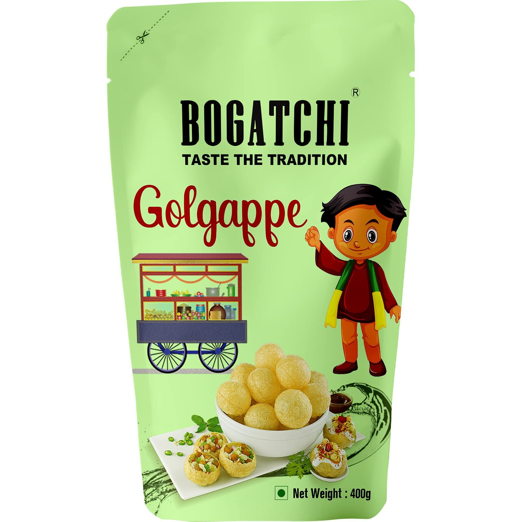 BOGATCHI Pani puri packet ready to eat - Fry or Bake in Microwave | instant pani puri pellets | Golgappe Packet Readymade | pani poori | Pani Puri Papad | Panipuri packets - Jumbo Pack, 400g