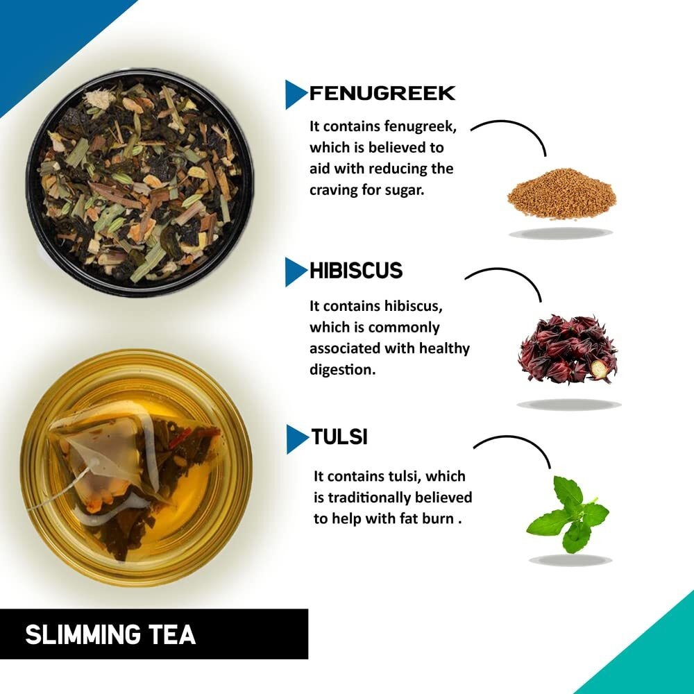 TEACURRY Slimming Tea For Weight (60 Tea Bags, Free Diet Chart) - Helps With Weight, Tummy And Ageing - Ginger, 120 Gram
