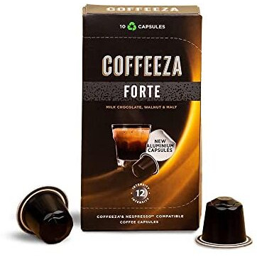 Coffeeza Forte Aluminium Coffee Capsules, Intensity  12/10 - Nespresso Compatible Coffee Pods (Box of 10)