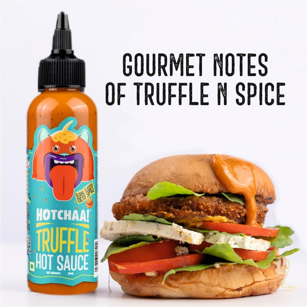 Hotchaa Truffle Hot Sauce - New Launch Made With Olive Oil | Umami | Spicy | Aromatic | | Vegan Hot Sauce | Ideal For Sandwiches, Burgers, Pizza, Noodles, Eggs & Momos | 150 gram