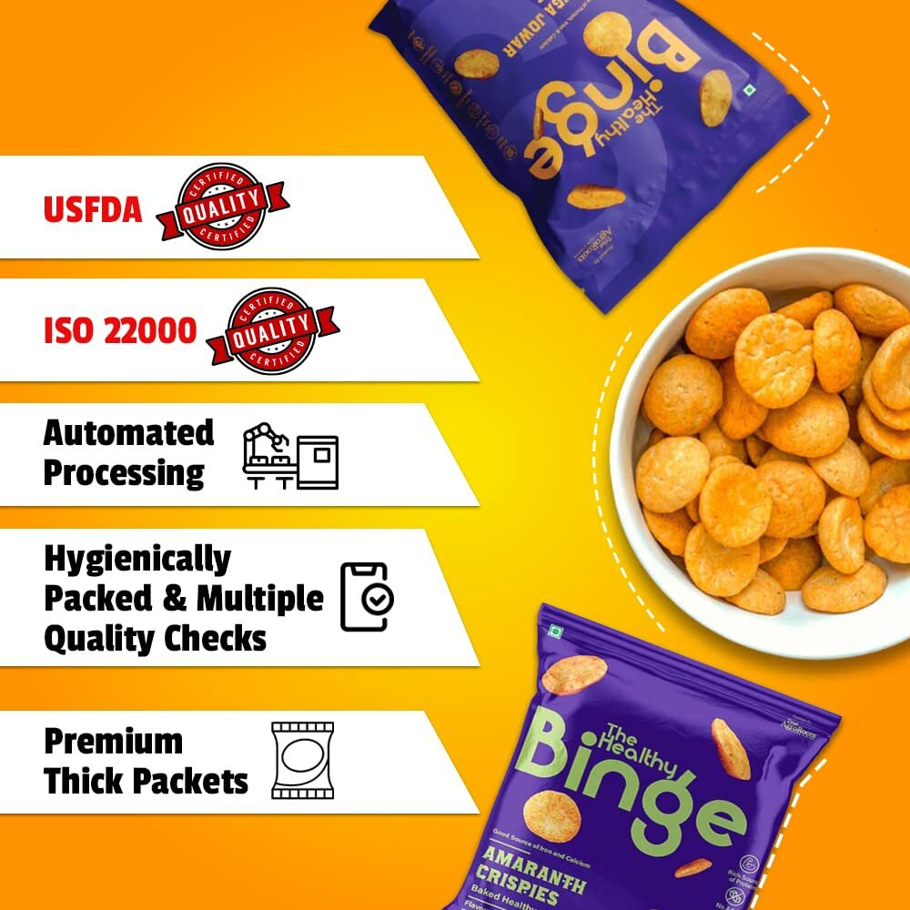 The Healthy Binge Assorted Baked Chips Snacks for Adults and Kids | Ragi, Jowar, Moringa, Amaranth & Quinoa Chips | Protein and Fiber Rich |Indian Masala, Cajun Spice, Cheese, BBQ, Chatpata Chaat, Salted Caramel | Pack of 12 (40 Gm X 12)