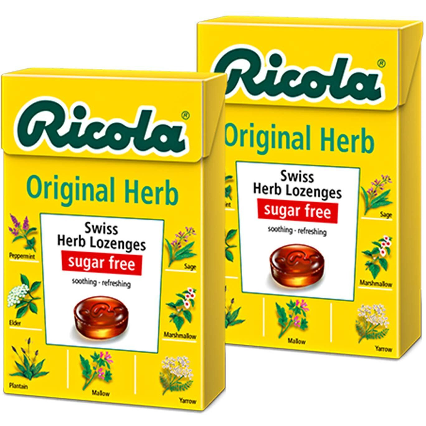 Ricola Sugar Free Original Herb Swiss Herb Lozenges Drops Pack of 2 Pouch, 2 x 40 g