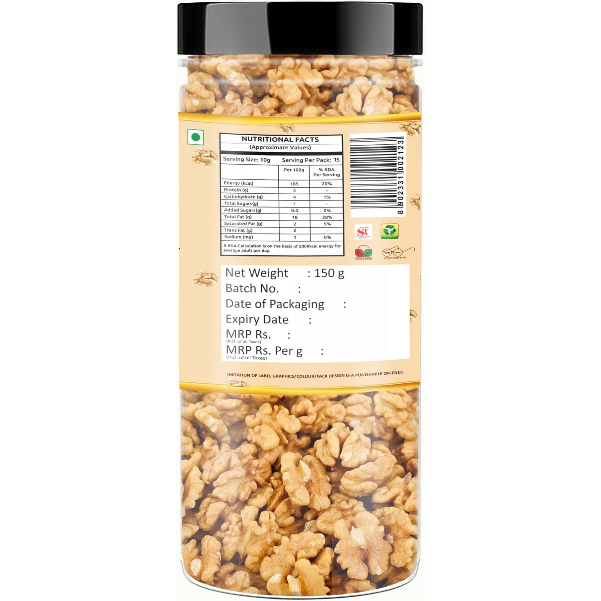 Yum Yum Walnut Kernel, 150g Jar | Akhrot Giri