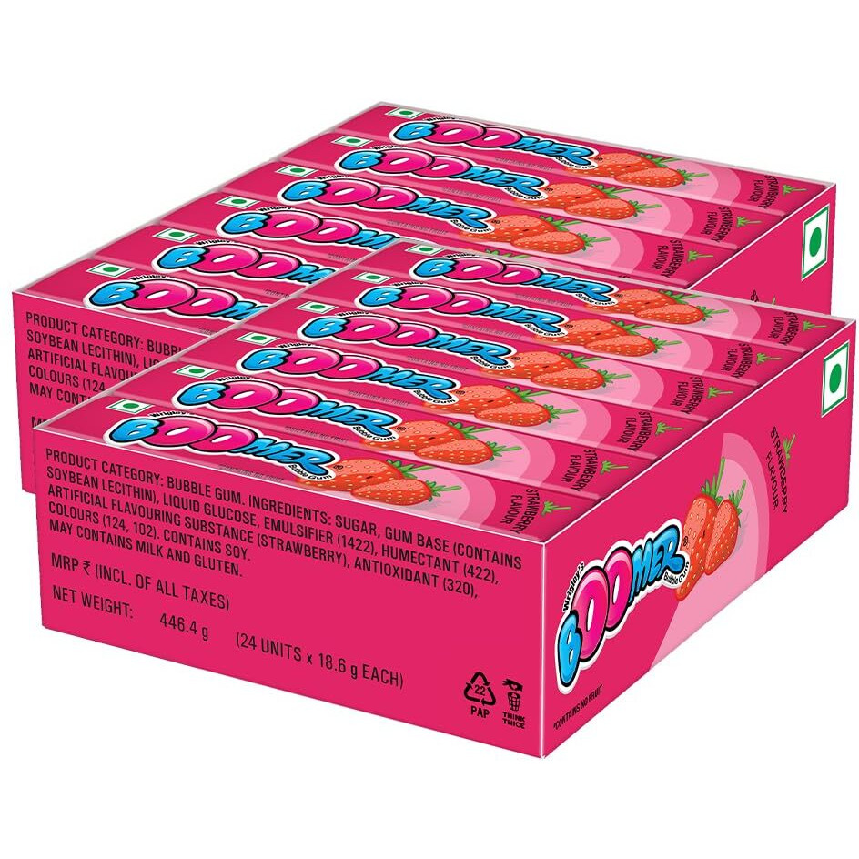 Boomer Bubble Gum | Strawberry Flavoured Chewing Gum | Long Lasting Sweetness | Fun Chewing Gum Ideal for Sharing with Friends |Show Box Pack| Pack of 2 | 446.4 g