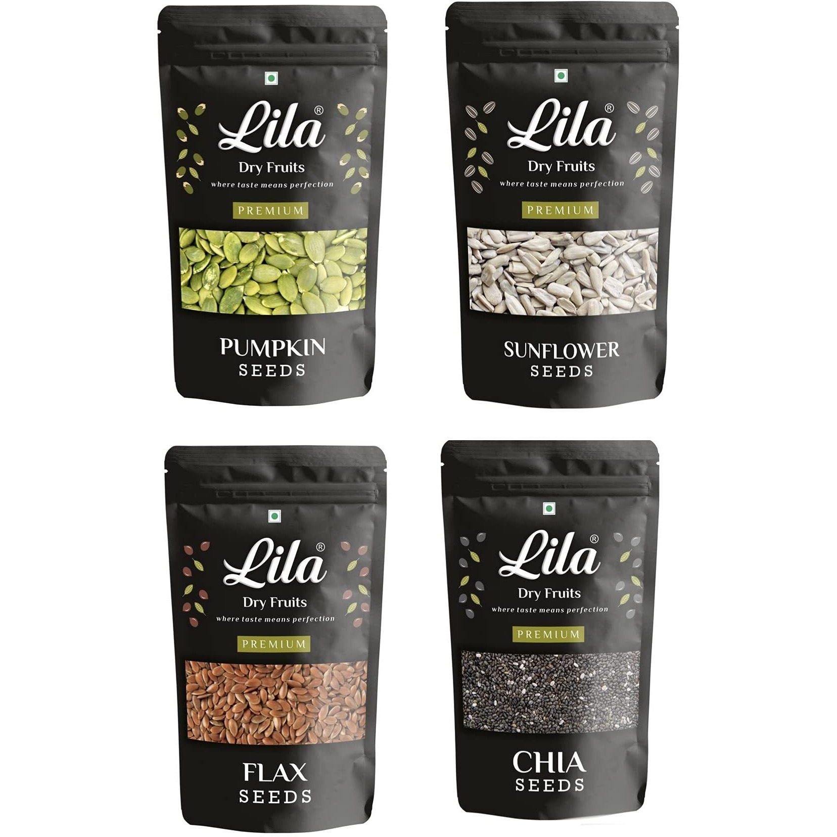 LILA DRY FRUITS Seeds Combo for Eating (250g * 4) - Raw Seeds Mix (Chia, Sunflower, Pumpkin & Flax) - Mixed Seeds | Diet Snacks