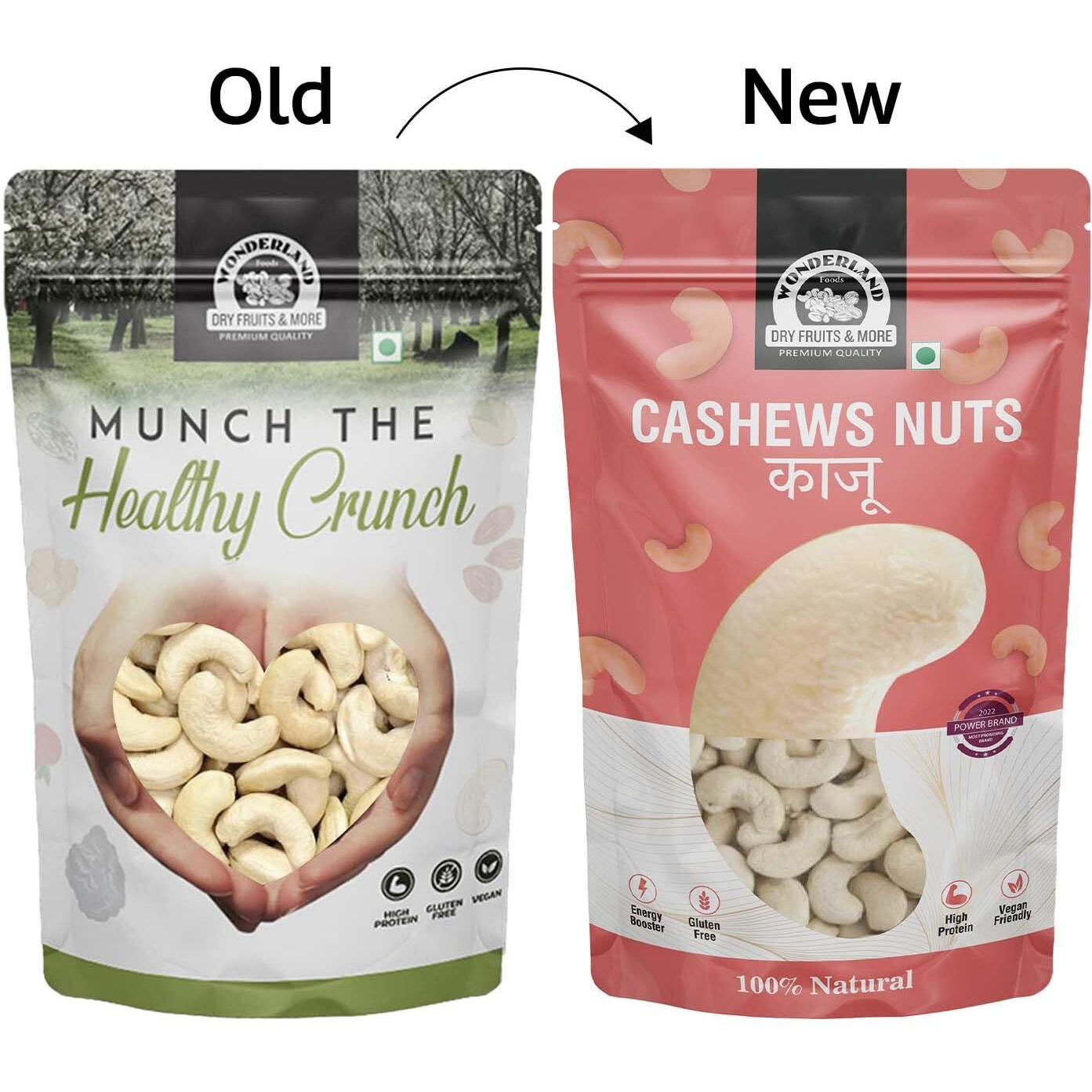 WONDERLAND FOODS Whole Raw Cashew (Kaju) W320-Grade 400g Pouch