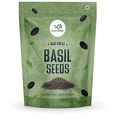 GreenFinity High Fibre Basil Seeds | Sabja Seeds Helps in Stress Reliever, Regulating Blood Sugar, Improve Cholesterol | Tukmariya Seeds - 1KG