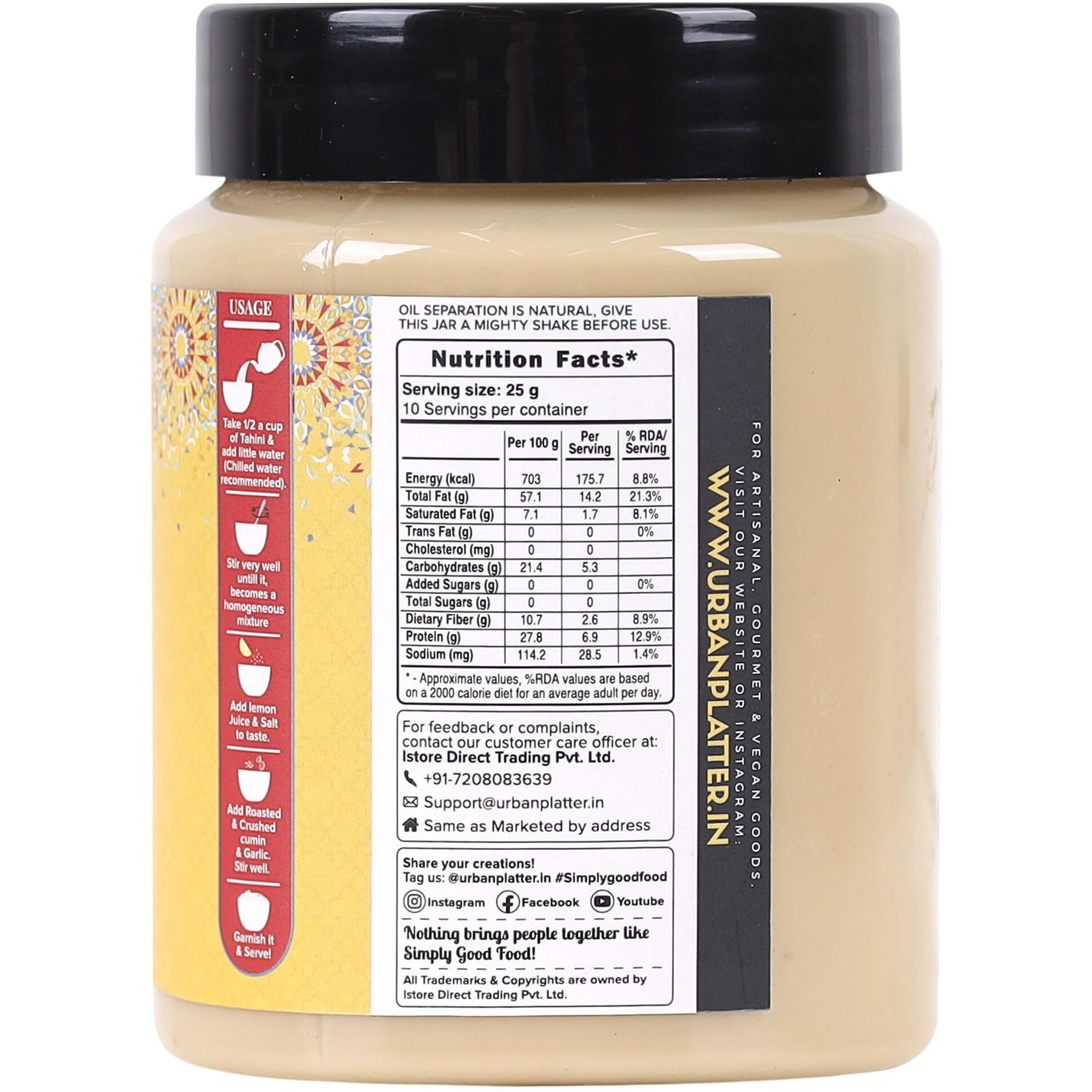 urban platter White Tahini Paste, 250 Gm