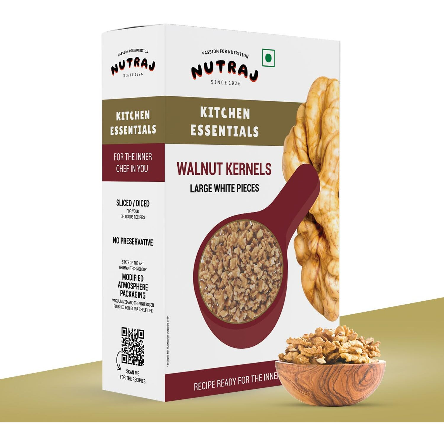 Nutraj Indian Broken Walnut Kernels (Akhrot) 400g (200g x 2) Box | Light Broken Kernel