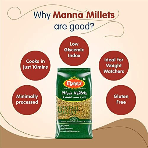 Manna Foxtail Millet 2Kg Natural Grains - (Kaon/Kang/Kangni/Kakum/Navani/korralu/Korra/Thinai). Millet Rice | High Protein & 100% More Fibre than Rice