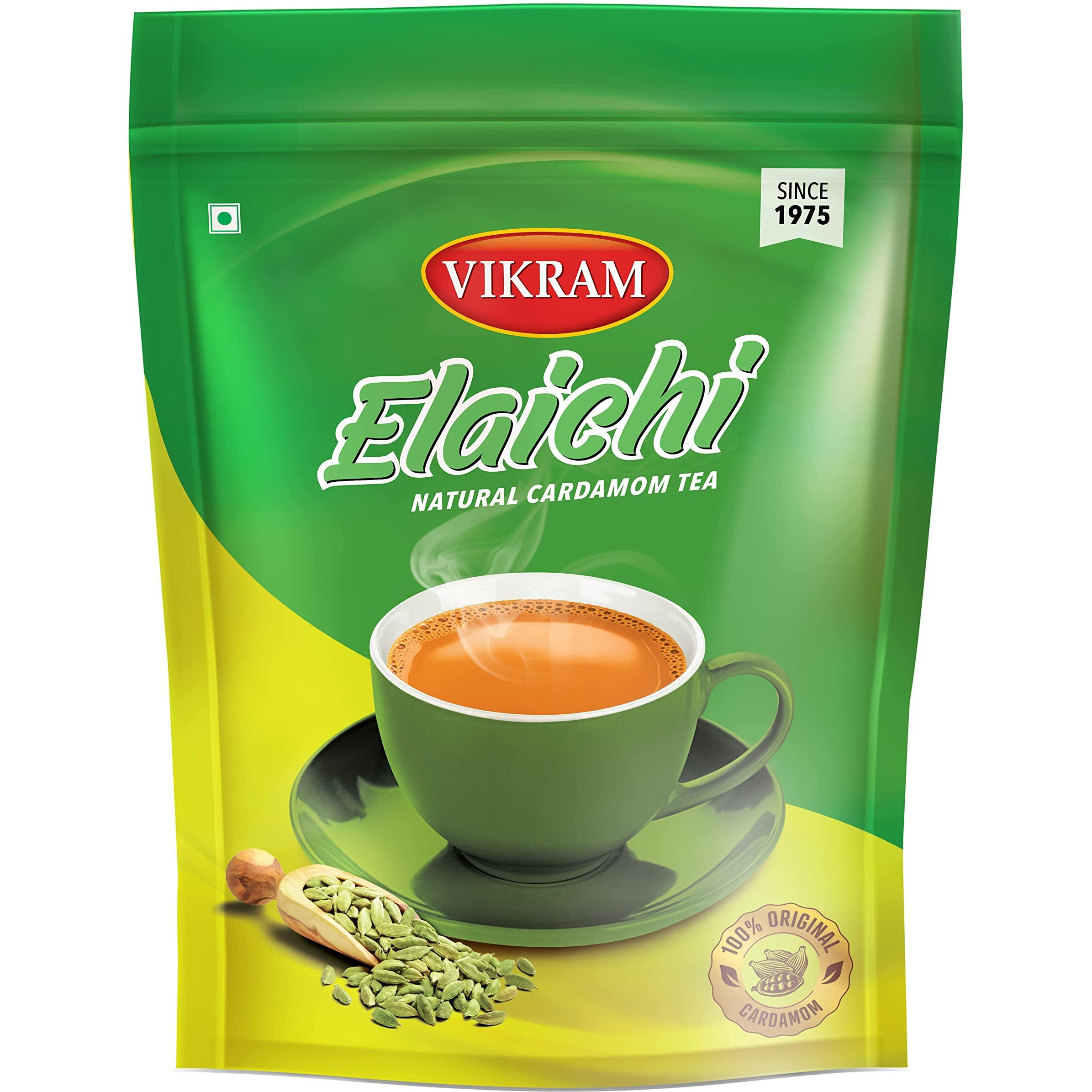 Vikram Elaichi CTC Tea | Enriched with 100% Natural Ground Cardamom (Elaichi) | Refreshing & Aroma of Real Elaichi | No Added Essence - 1kg Pouch