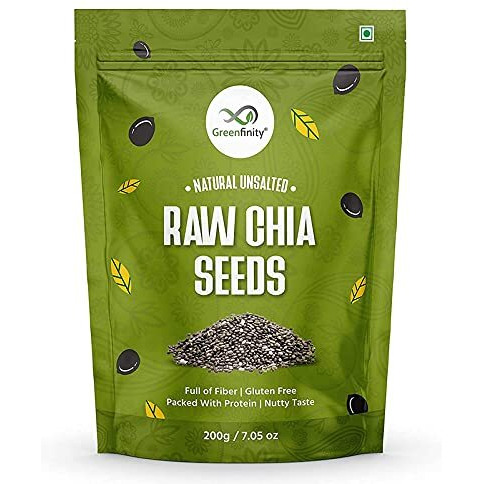 GreenFinity Raw Chia Seeds - 500Gms | Premium Raw Chia Seeds with Omega 3 and Fiber for Weight Loss, Healthy Food, Diet Snack