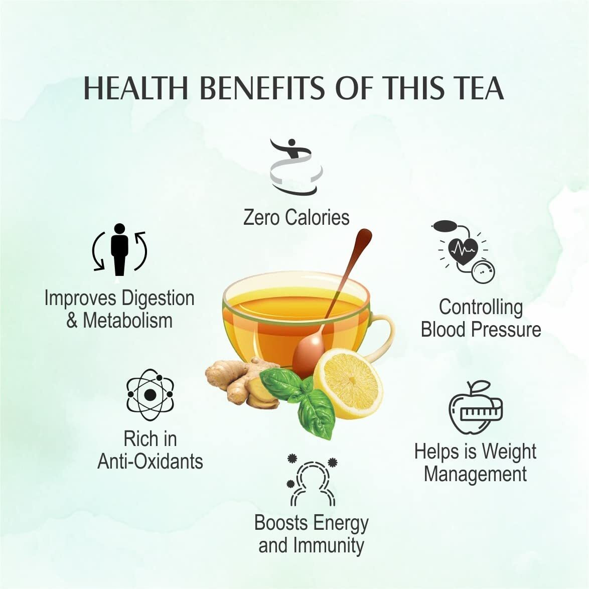 APSARA Lemon Mint Ginger Green Tea | Herbal Tea For Immunity Boosting, All Natural Flavour, Zero Calories - Improves Metabolism & Reduces Waist 100 Tea Bags, 250 gram