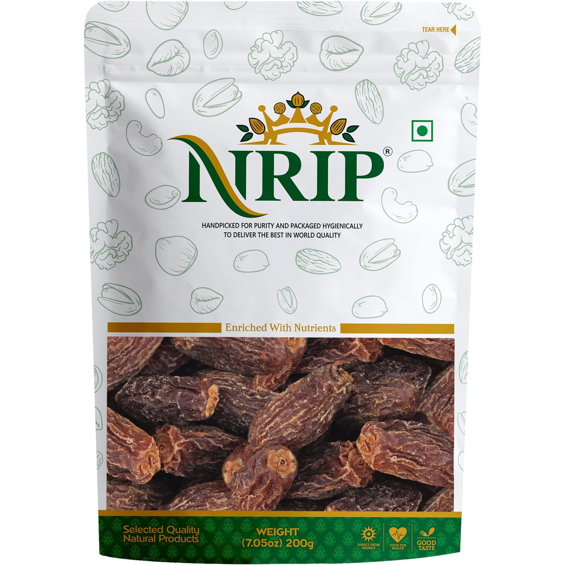 NRIP Dates Dry Brown,Black/Sukha Khajoor (Kala Chuara) 200 Gm