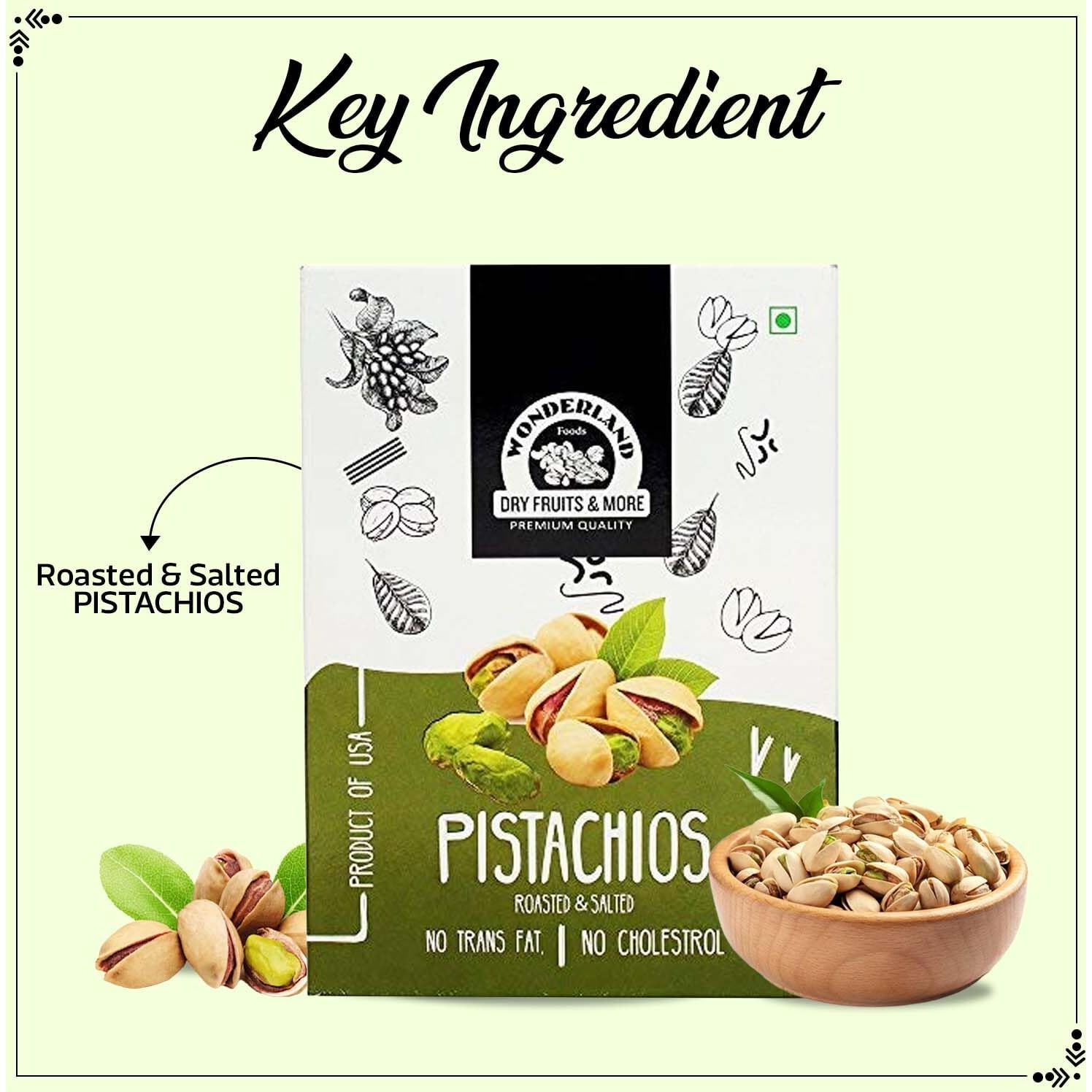 WONDERLAND FOODS Roasted and Salted Pistachios Jumbo Size, 400 g Box (Pack of 2, 200 g Each)