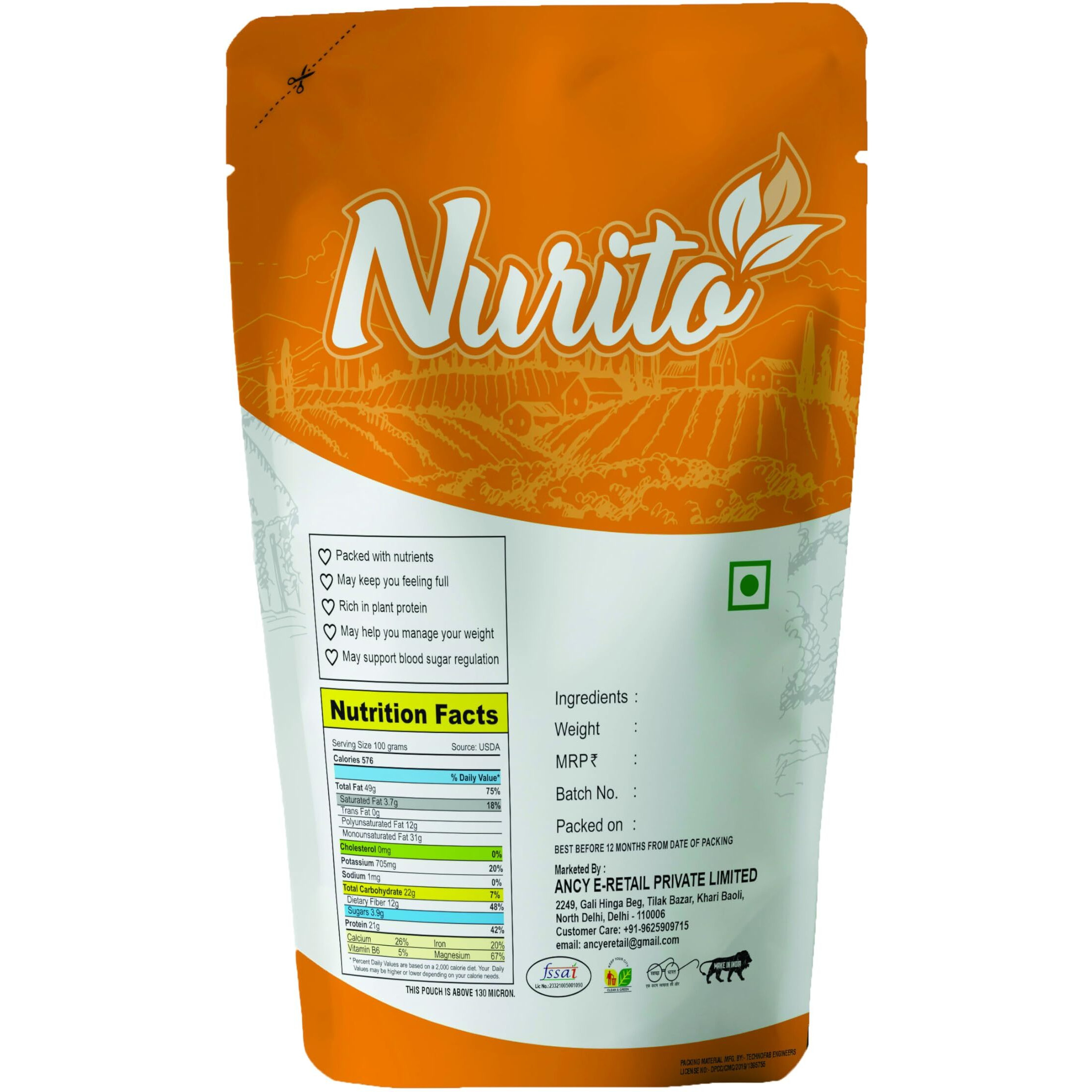 Nurito Dried Fruits Nuts And Seeds (Black Raisins/Kail Kishmish) - 500 Gm