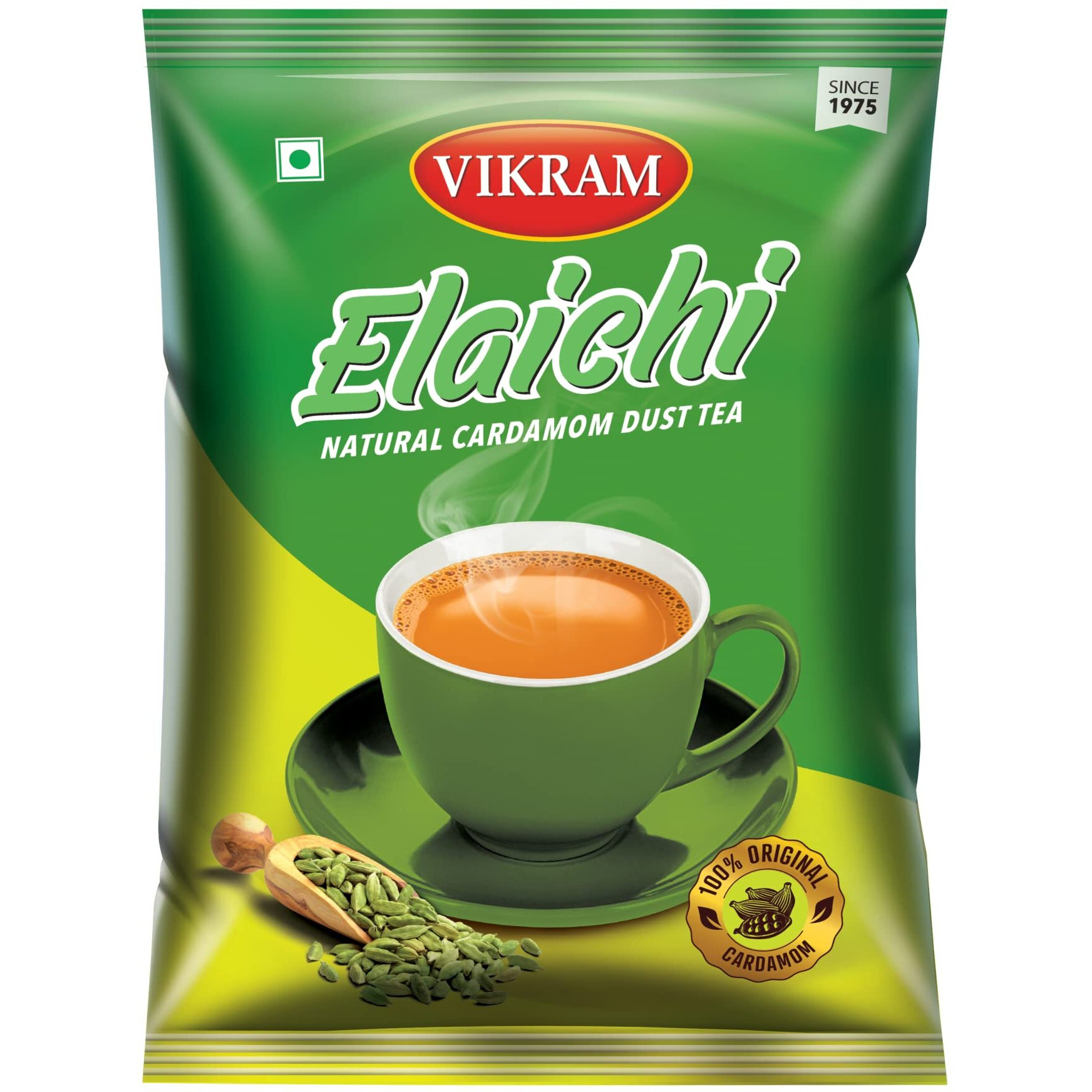 VIKRAM Elaichi Tea | Enriched With 100% Natural Ground Cardamom (Elaichi) | Refreshing & Aroma Of Real Elaichi | No Added Essence (250G, Pack Of 4) - 1Kg, Assam