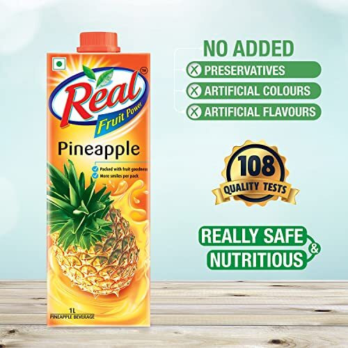 DABUR Real Pineapple Fruit Juice-1L (Pack Of 2)Rich In Vitamin C|No Added Preservatives,No Artificial Colors&Flavours|Goodness Of Best Fruits|Daily Dose Of Fruit Nutrition|Refreshing&Energising Drink