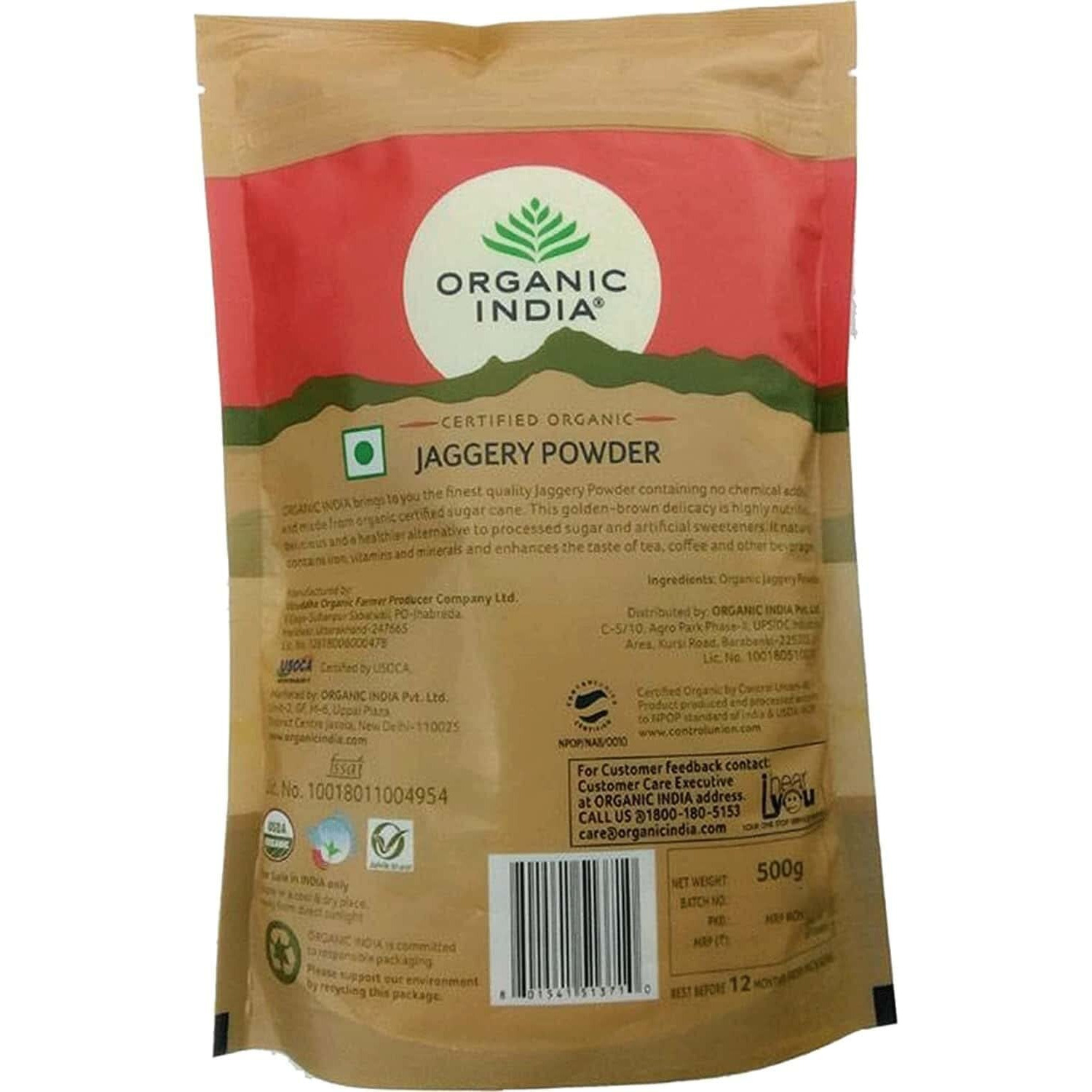 Organic India Jaggery Powder 500g x Pack of 4