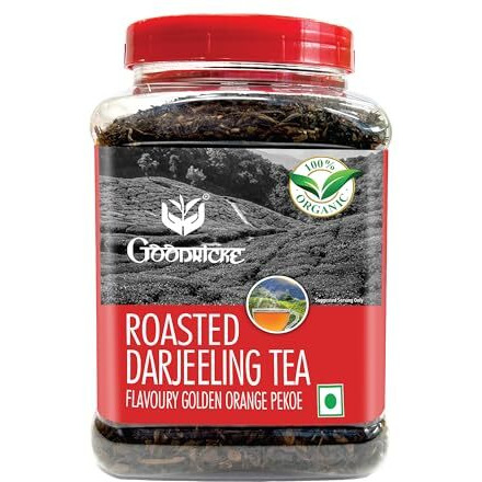 GOODRICKE Roasted Organic Darjeeling Tea - 250 gm (Pack Of 5) | 100% Pure & Natural Whole Leaf | Flavoury Golden Orange Pekoe | Black Tea