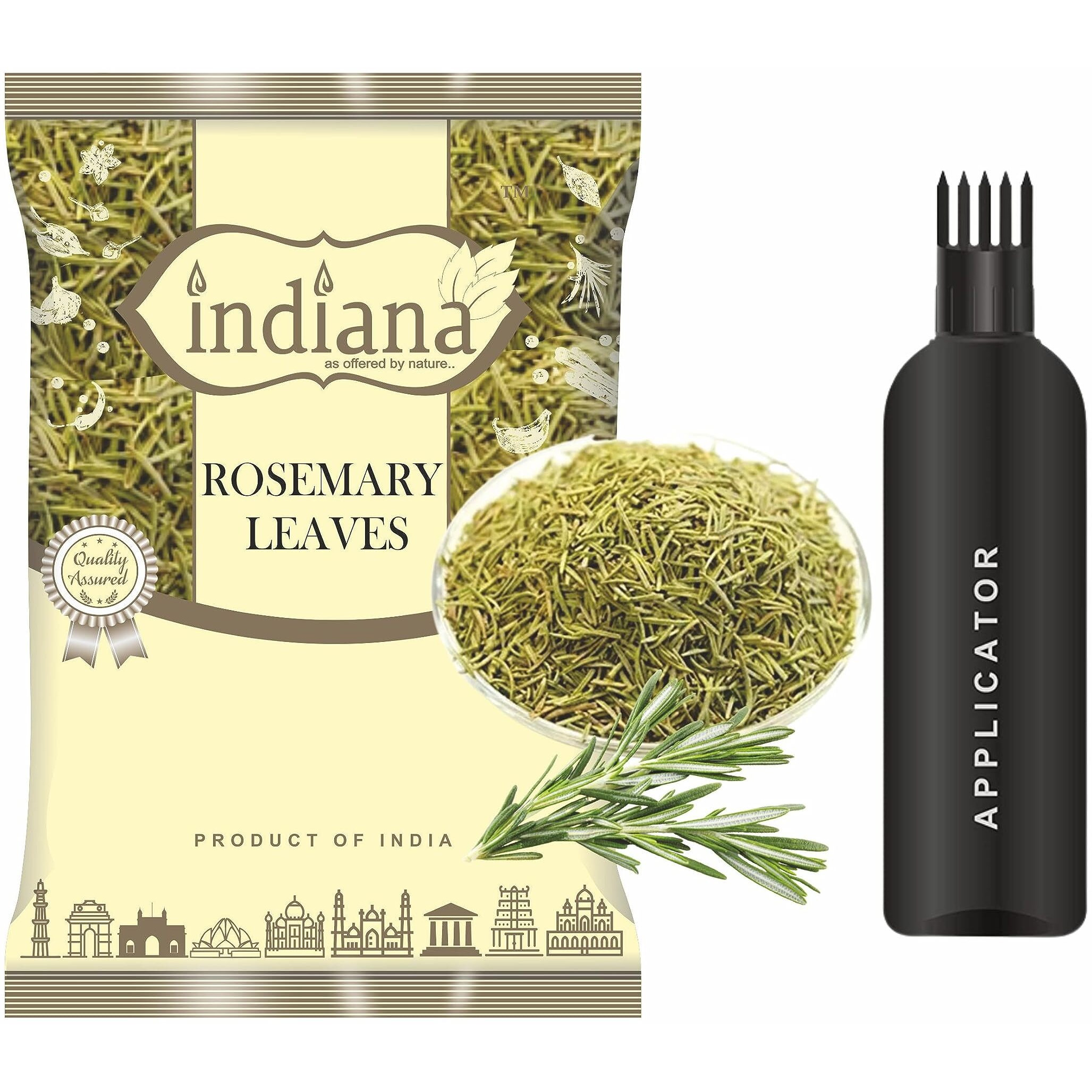 Indiana as offered by nature Rosemary Dried Leaves With Applicator For Hair Growth | Rosemary Herb Tea | Organic | Natural 50Gm