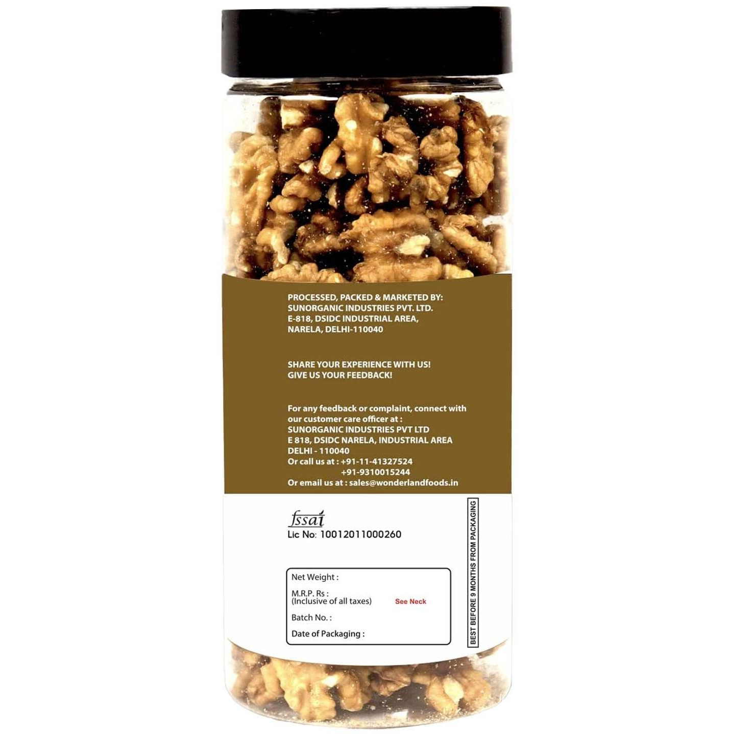 WONDERLAND FOODS (DEVICE)Natural Dried California Walnut Kernels (Akhrot Giri) 350G Jar|Rich In Protein & Antioxidants|Low Calorie Nut|Dry Fruit For Snacking & Baking