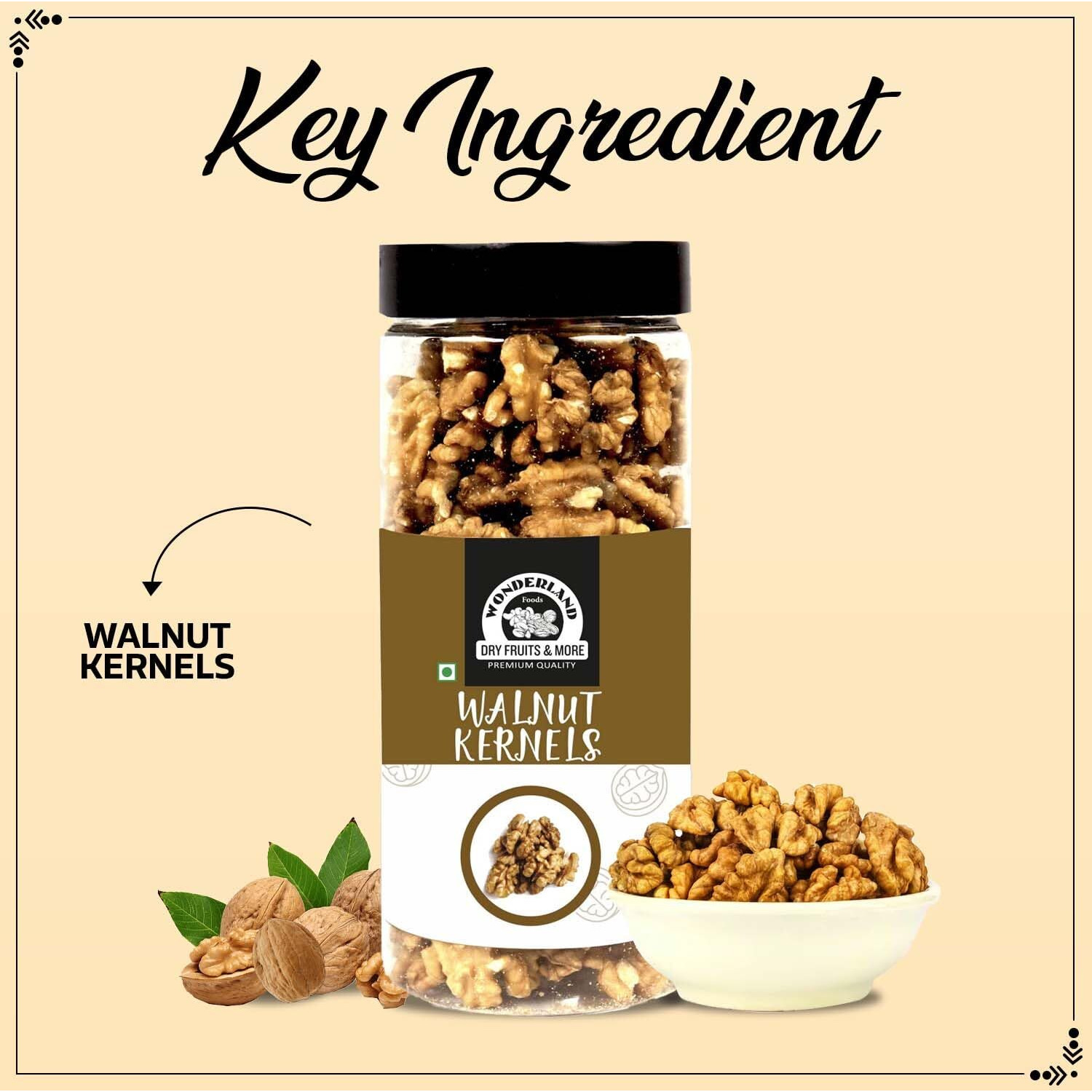 WONDERLAND FOODS (DEVICE)Natural Dried California Walnut Kernels (Akhrot Giri) 350G Jar|Rich In Protein & Antioxidants|Low Calorie Nut|Dry Fruit For Snacking & Baking