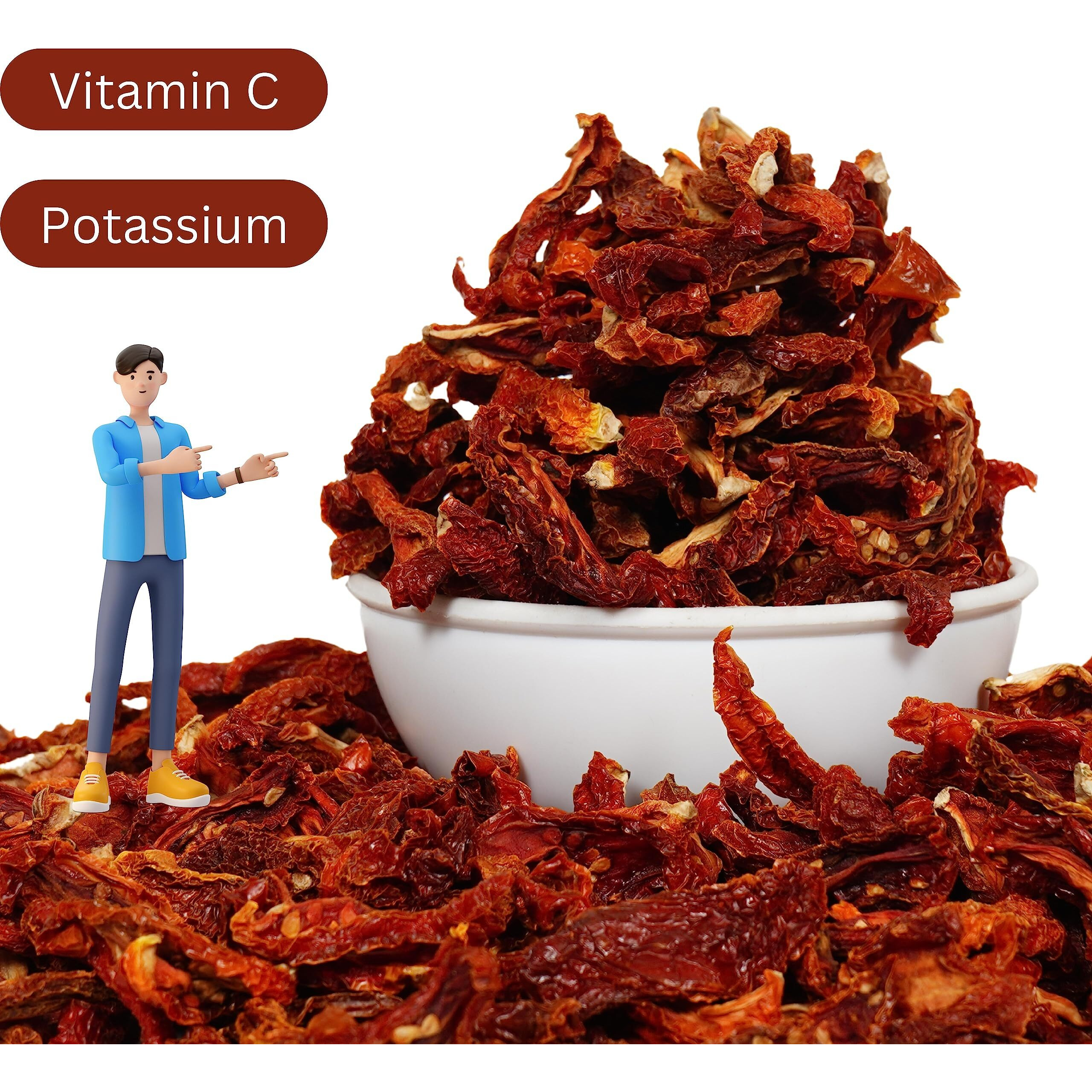 NatureOnus Sun Dried Tomato, 100g | 100% Natural Tomatoes | Hygienically Solar Dried | Anti-oxidant Rich | Use in Dips, Marinades, Salads, Pasta, Veggies, Dals, Curries, Pulav, Soups, Stews, Burgers