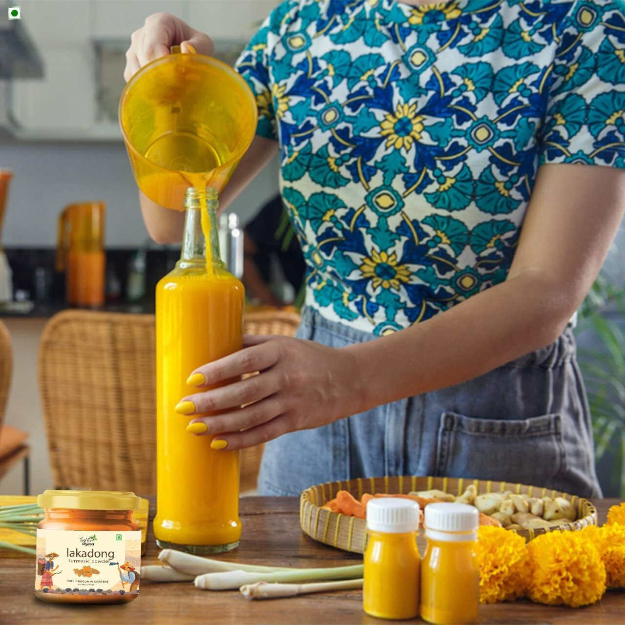 First Bud Organics Golden Spice Lakadong Turmeric Powder - 100gm | Organic Turmeric Powder & 10 to 12% High Curcumin Certified | Chemical Free Haldi Powder & Sourced From Jaintia Hills, Meghalaya