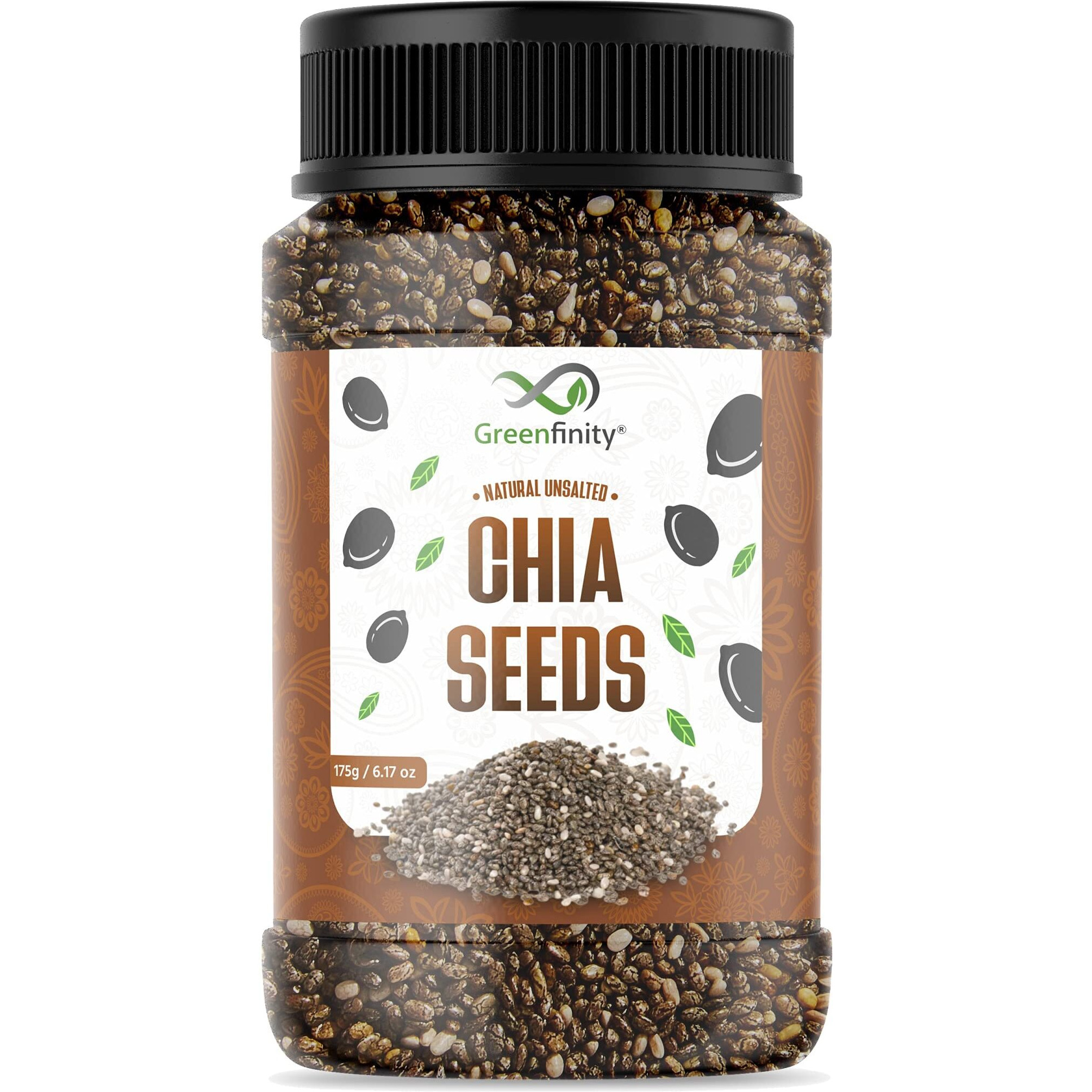 GreenFinity Best Seeds Combo - 375g (Basil Seeds/Sabja Seeds - 200g, Chia Seeds - 175g) (Pack of 2)