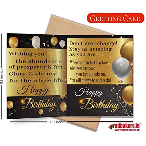 redbakers.in Happy Birthday Chocolate Gift Box & Greeting Card Combo Gift pack (TIKGolden)