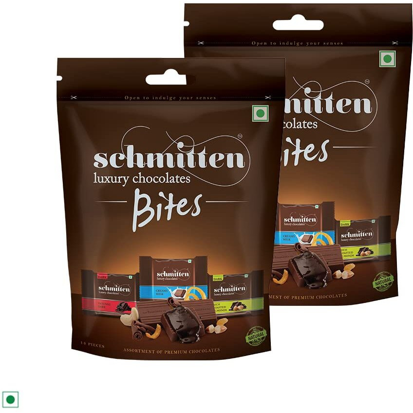 Schmitten Home Bites Assorted Dark And Milk Chocolates Minis-Pack Of 2, 140 Gram Pouch Each, Premium Selection,280 Grams