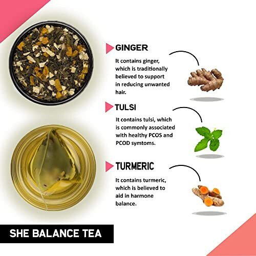 TEACURRY Pcos Pcod Tea, Ginger (4 Months Pack, 120 Tea Bags) - Help With Hormone, Period And Weight - Herbal Pcos Tea - She Balance Tea Balance Tea, 240 Grams