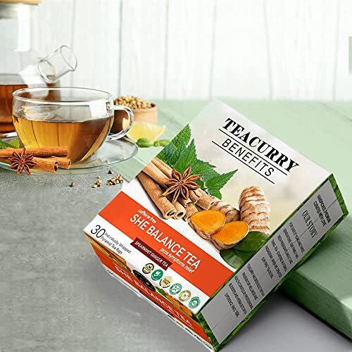 TEACURRY Pcos Pcod Tea, Ginger (4 Months Pack, 120 Tea Bags) - Help With Hormone, Period And Weight - Herbal Pcos Tea - She Balance Tea Balance Tea, 240 Grams